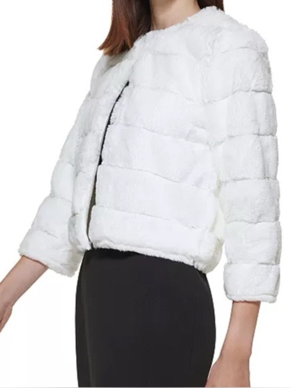 Calvin Klein White Faux Fur Sweater